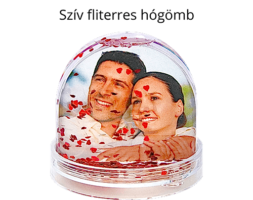 szív fliterres hógömb